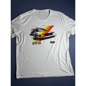 Back to the Future 35th Anniversary DeLorean Graphic T-Shirt Mens XL White BTTF